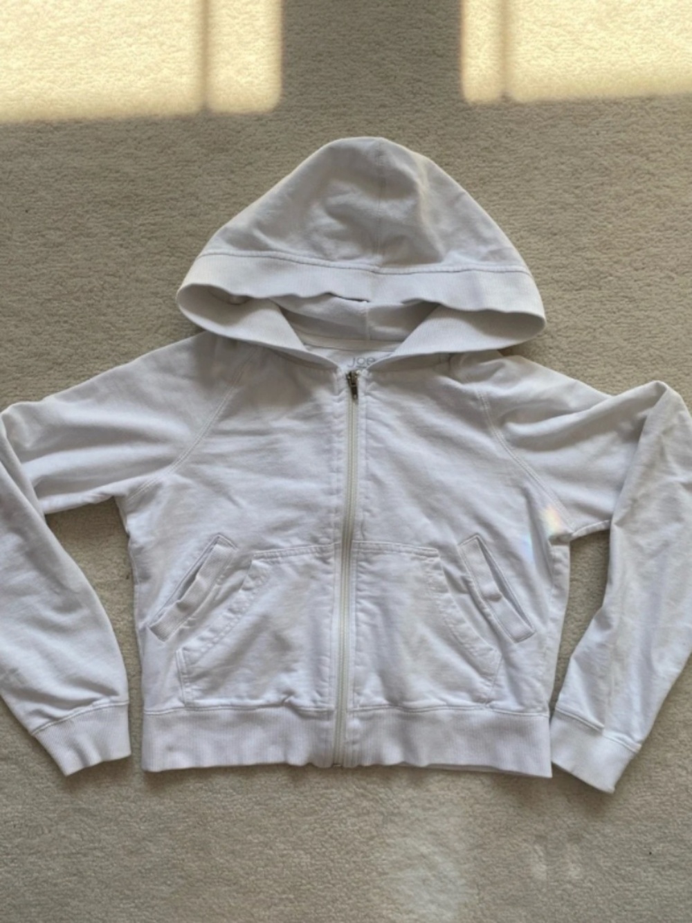 Joe Fresh Classic Cropped White Zip Hoodie